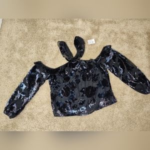Sheer Floral Cropped Blouse